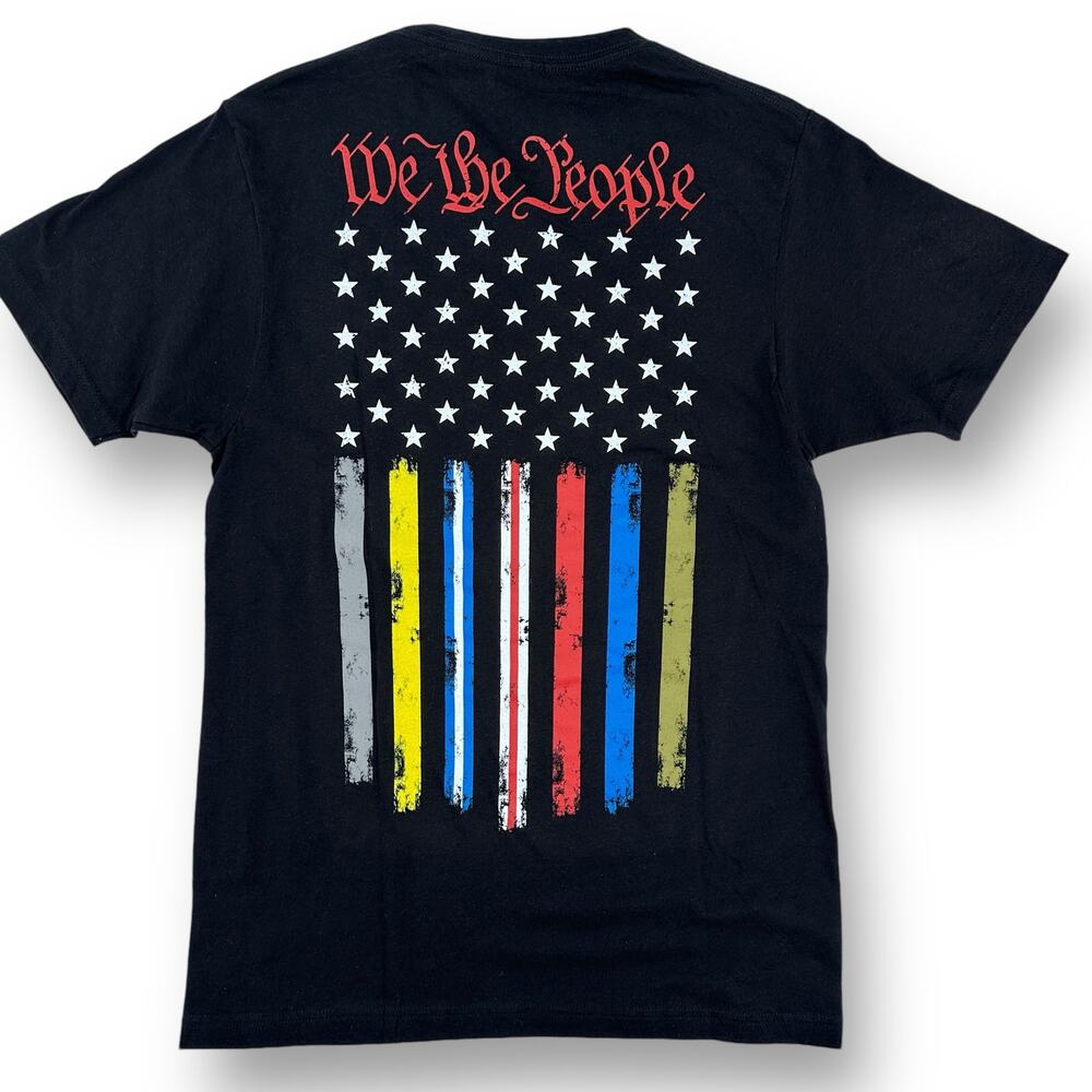 Howitzer Never Fight Along We The People Patriotic Flag T Shirt Mens Sz S